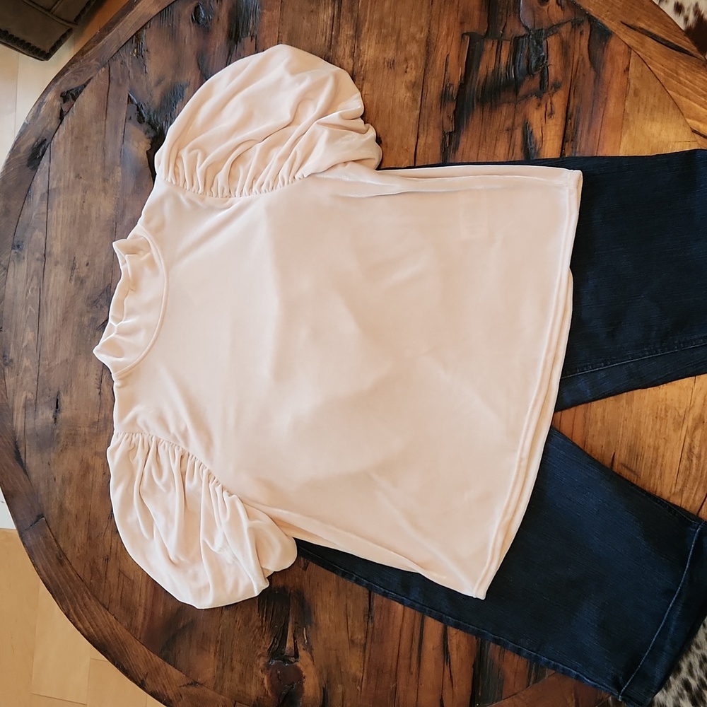 Free People Cream Puff Sleeve Top